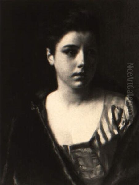 Portrait Of A Girl Oil Painting by Jacquet Gustave