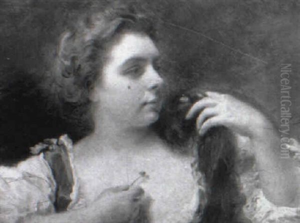 Femme Se Coiffant Oil Painting by Jacquet Gustave
