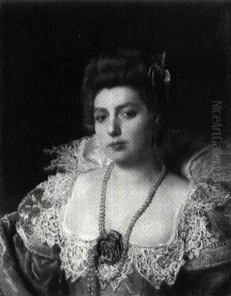 Portrait D'une Femme Portant Des Perles Oil Painting by Jacquet Gustave