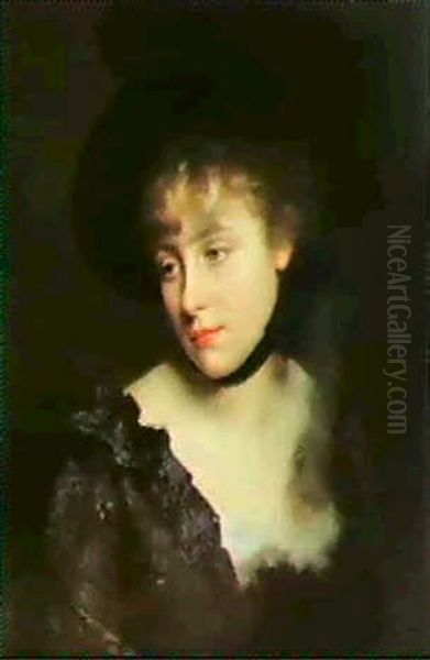 A Portrait Of A Woman Oil Painting by Jacquet Gustave