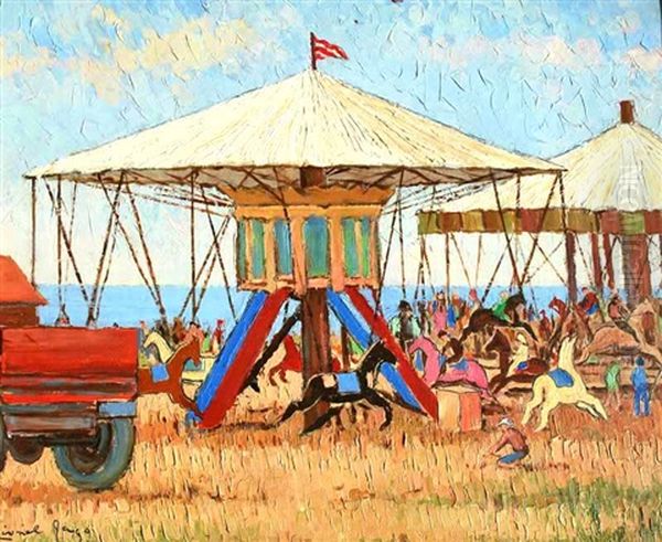 Merry Go Rounds By The Sea Oil Painting by Lionel Jago