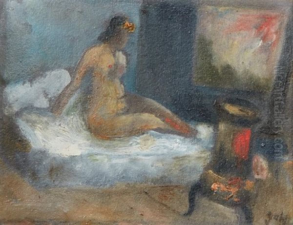 Nu Assis Oil Painting by Wladyslaw Adam Alojzy Jahl