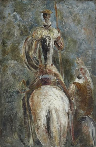 Don Quichotte A Cheval Oil Painting by Wladyslaw Adam Alojzy Jahl
