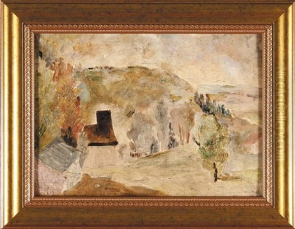 Pejzaz Gorski Z Domkiem Oil Painting by Wladyslaw Adam Alojzy Jahl