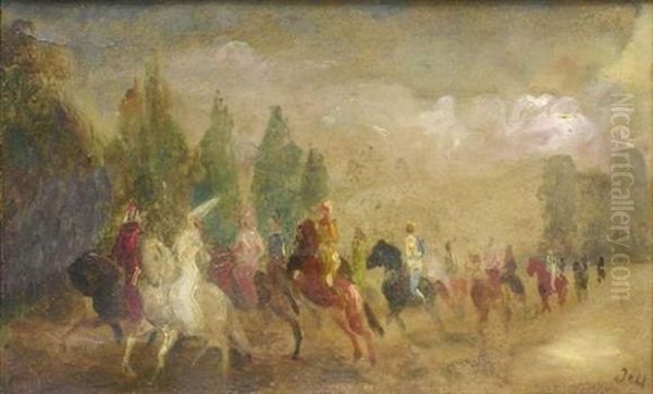 Les Cavaliers Oil Painting by Wladyslaw Adam Alojzy Jahl