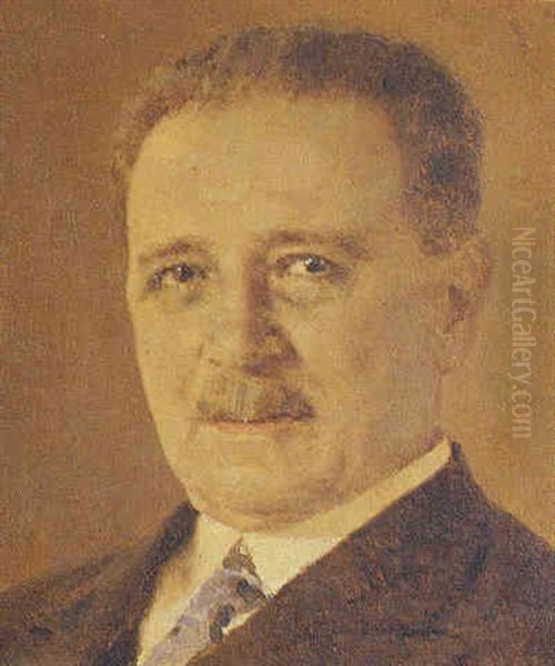 Portrait Of Ioannis Drosopoulos, Governor Of The National Bank Of Greece Oil Painting by Georgios Jakobides