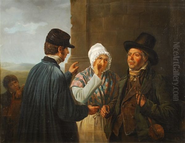 Les Priseurs De Tabac Oil Painting by Theodore Jambers