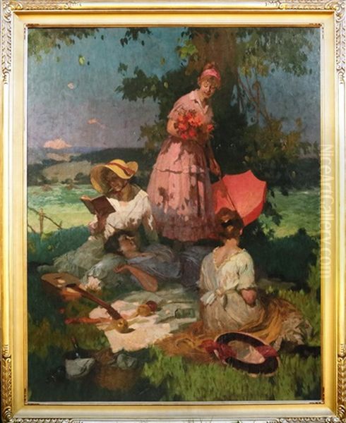 The Picnic Oil Painting by Lajos (Louis) Jambor