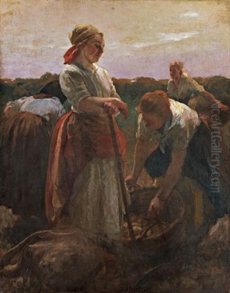 Krumpliszedok Oil Painting by Lajos (Louis) Jambor