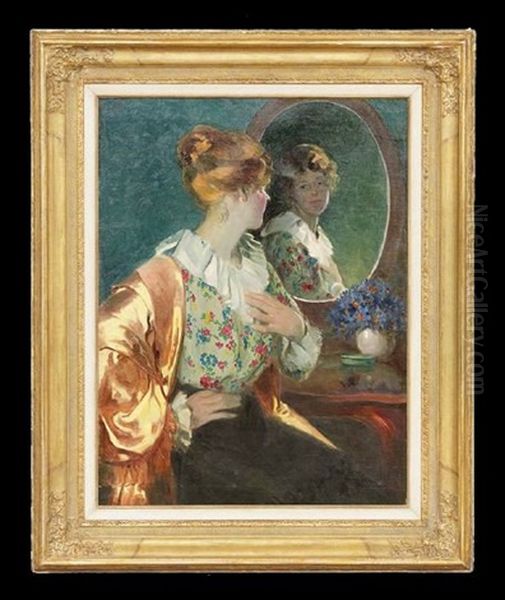 The Reflection Oil Painting by Lajos (Louis) Jambor