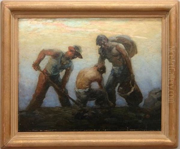 Workers In The Field Oil Painting by Lajos (Louis) Jambor