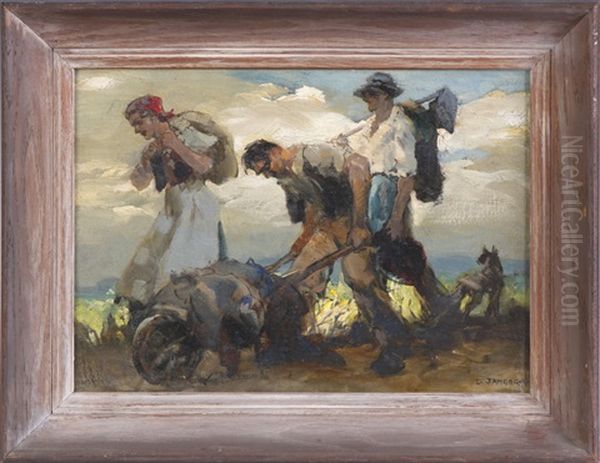 The Horsemen Oil Painting by Lajos (Louis) Jambor