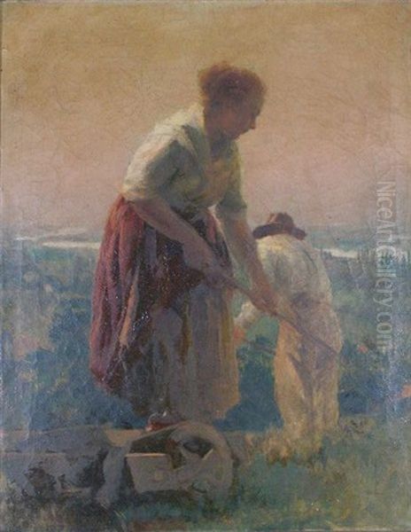 Women With Hoe Oil Painting by Lajos (Louis) Jambor