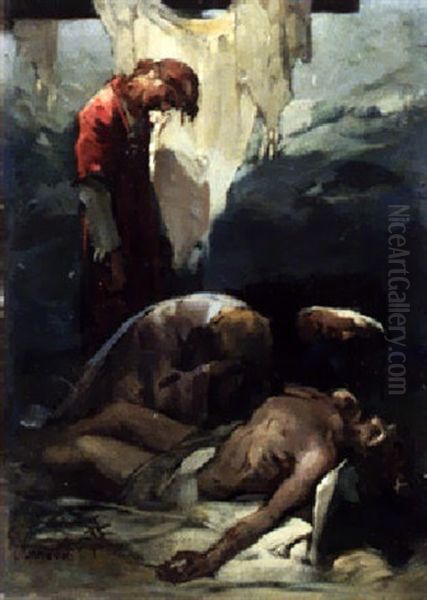 Pieta Oil Painting by Lajos (Louis) Jambor