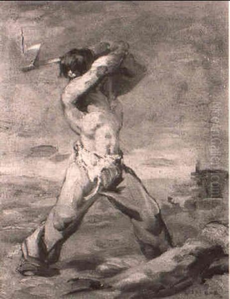 Hard Labor Oil Painting by Lajos (Louis) Jambor