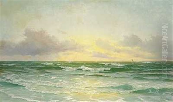 Sollys Over Havet Oil Painting by David James