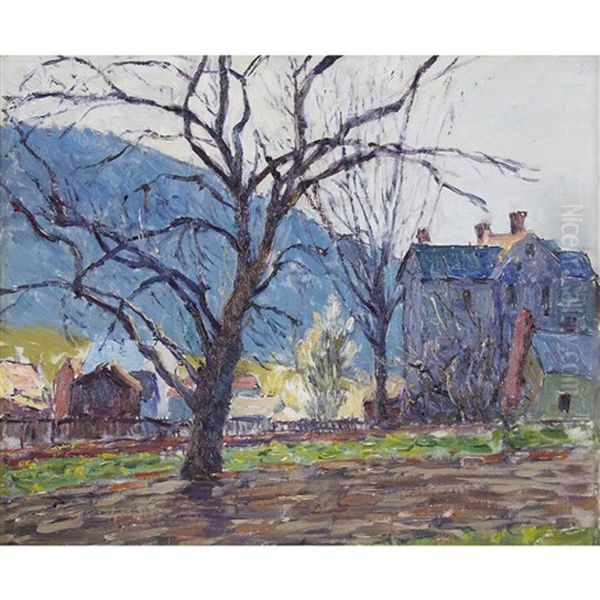 Village Scene Oil Painting by John Wells James