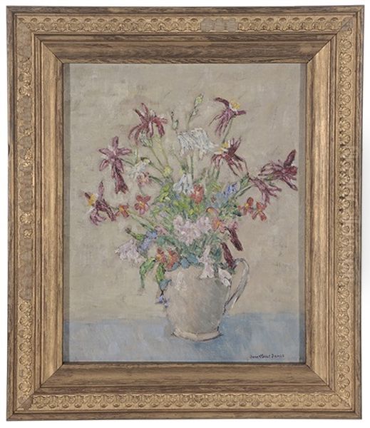 Still Life With Columbine And Freesia Oil Painting by John Wells James