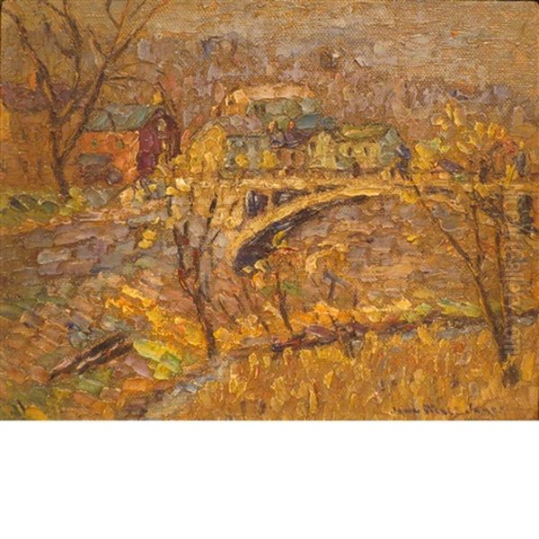Bridge At New Hope Oil Painting by John Wells James