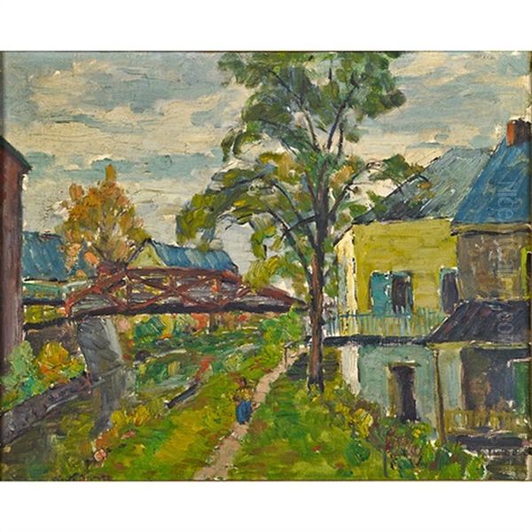 Along The Canal Oil Painting by John Wells James