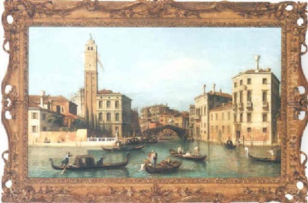 View Of Venice With The Canneregio From The Riva De Biaggio, With The Chiesa Di San Geramia On The Left Oil Painting by William James