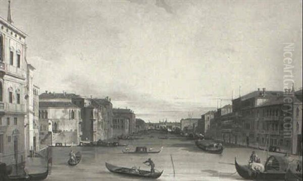The Grand Canal, Looking Towards The Rialto Bridge Oil Painting by William James
