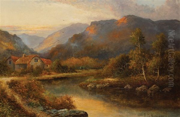 House On A Loch Oil Painting by Francis E. Jamieson