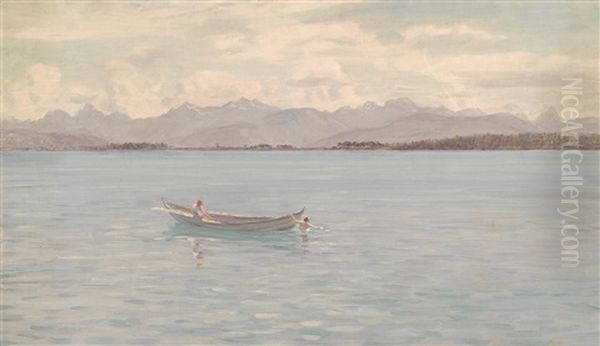 Seelandschaft In Karnten Oil Painting by Hermine Von Janda