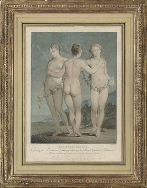 Les Trois Graces Oil Painting by Jean-Francois Janinet