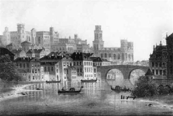 Blick Auf Die Prager Altstadt Oil Painting by Johann Wilhelm Jankowski