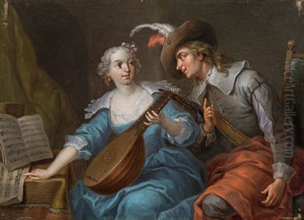 The Music Lesson Oil Painting by Frans Christoph Janneck