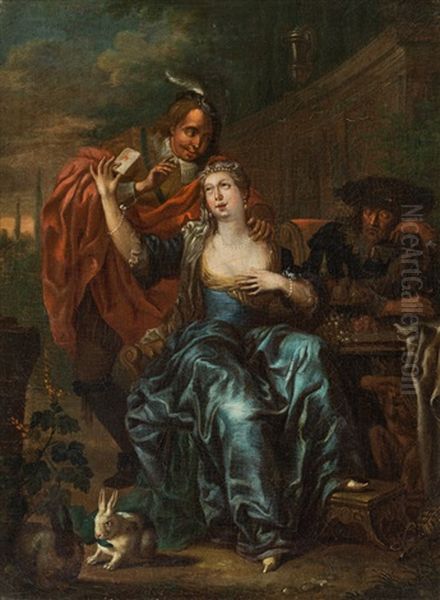 Der Liebesbrief Oil Painting by Frans Christoph Janneck