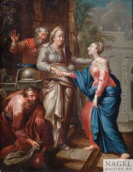 Die Heimsuchung. Das Treffen Von Maria Und Elisabeth Oil Painting by Frans Christoph Janneck