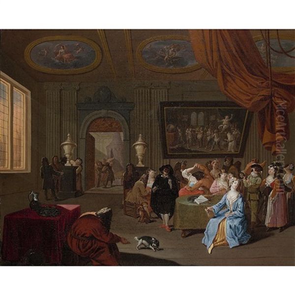 Scene De Bal Costume Dans Un Interieur Oil Painting by Frans Christoph Janneck