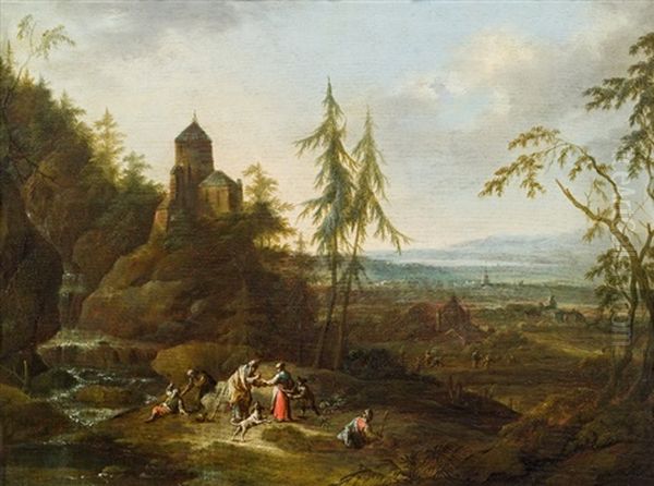 Landschaften (pair) Oil Painting by Frans Christoph Janneck