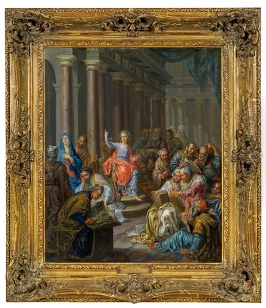 Christus Und Die Schriftgelehrten Im Tempel Oil Painting by Frans Christoph Janneck