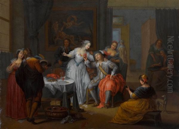 Der Verlorene Sohn Unter Den Dirnen Oil Painting by Frans Christoph Janneck