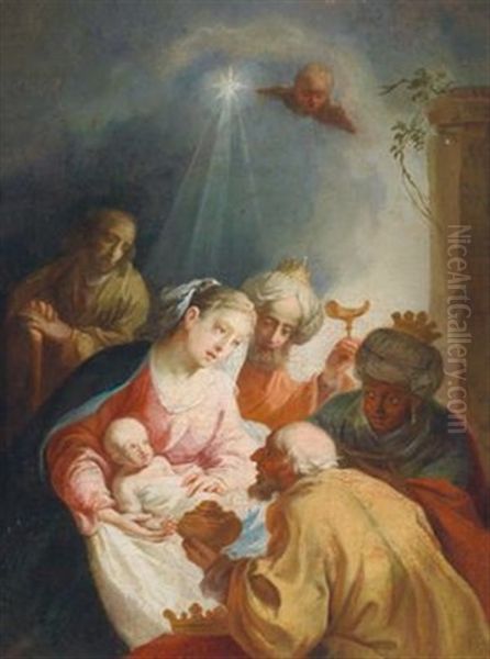 Die Anbetung Der Konige Oil Painting by Frans Christoph Janneck