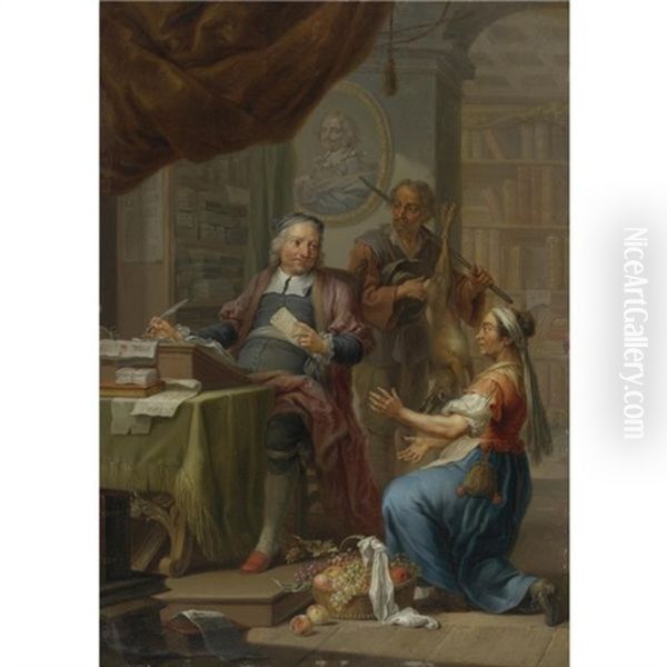 A Money Lender Oil Painting by Frans Christoph Janneck