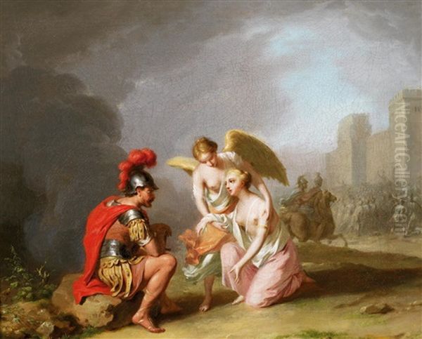 Mars Und Venus Vor Der Stadtmauer Von Troja Oil Painting by Frans Christoph Janneck