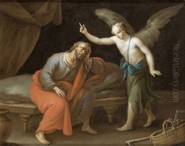 Der Traum Josephs (+ Die Befreiung Petri; Pair) Oil Painting by Frans Christoph Janneck