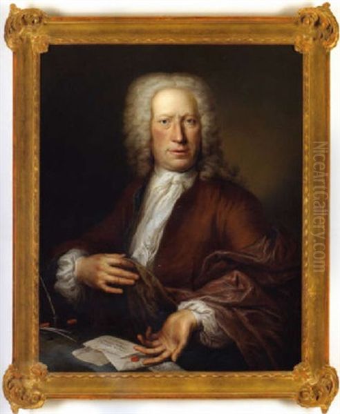 Portrat Des Kurmainzischen Hof-weinlieferanten Matthieu Andre Chandelle Oil Painting by Frans Christoph Janneck