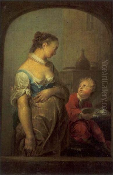 Le Dejeuner De L'enfant Oil Painting by Frans Christoph Janneck