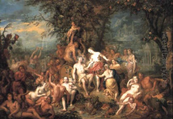 A Bacchanal Oil Painting by Frans Christoph Janneck