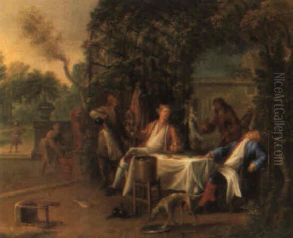 Sommerliches Festmahl Oil Painting by Frans Christoph Janneck