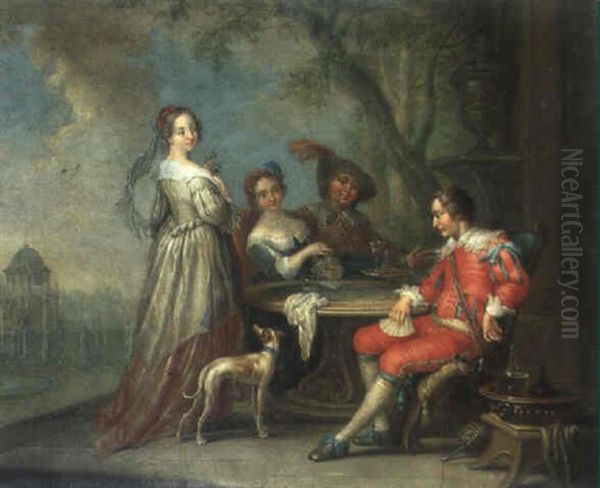 Elegante Gesellschaft Im Park Oil Painting by Frans Christoph Janneck