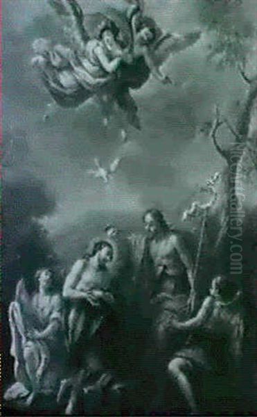 Die Taufe Christi Im Jordan Oil Painting by Frans Christoph Janneck