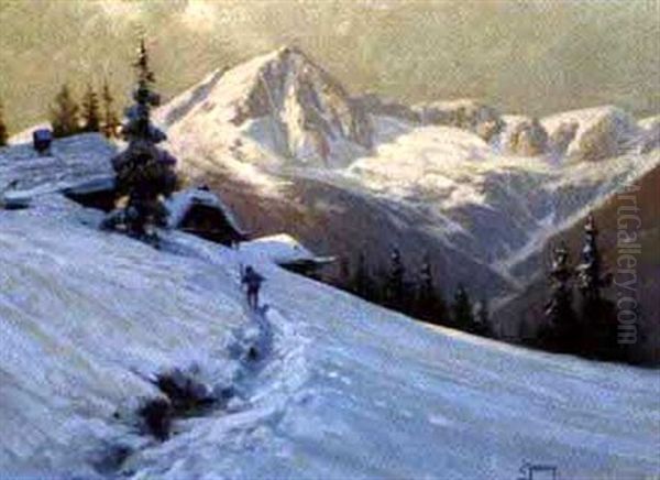 Weg Durch Den Schnee Oil Painting by Georg Janny