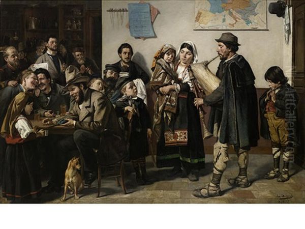 Travelling Musicians Oil Painting by Edouard De Jans