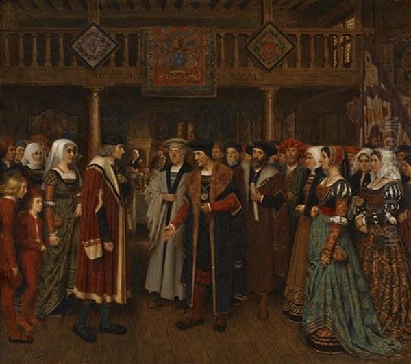 The Reception Of Quentin Metsys Into The Guild Of St. Luke Of Antwerp In 1520 Oil Painting by Edouard De Jans